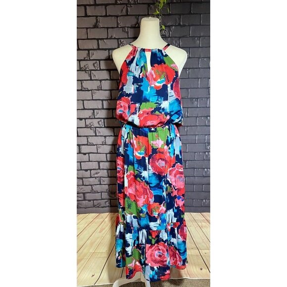 NWT Gibson X International Women's Day Flowy Floral Halter Midi Sundress L - Picture 2 of 8